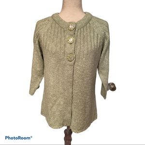 WIND RIVER SWEATER CARDIGAN PALE GREEN CREW NECK 3/4 SLEEVE Size M